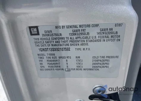 2008 Chevrolet Trailblazer Ls/Lt z USA, uszkodzony, nr VIN 1GNDT13SX82107592